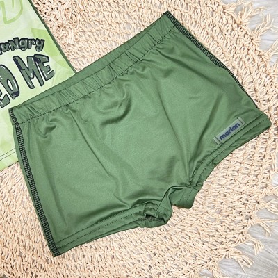 Linha Praia - Blusa com Proteção UV50 Crocodilo + e Sunga - Verde Musgo 